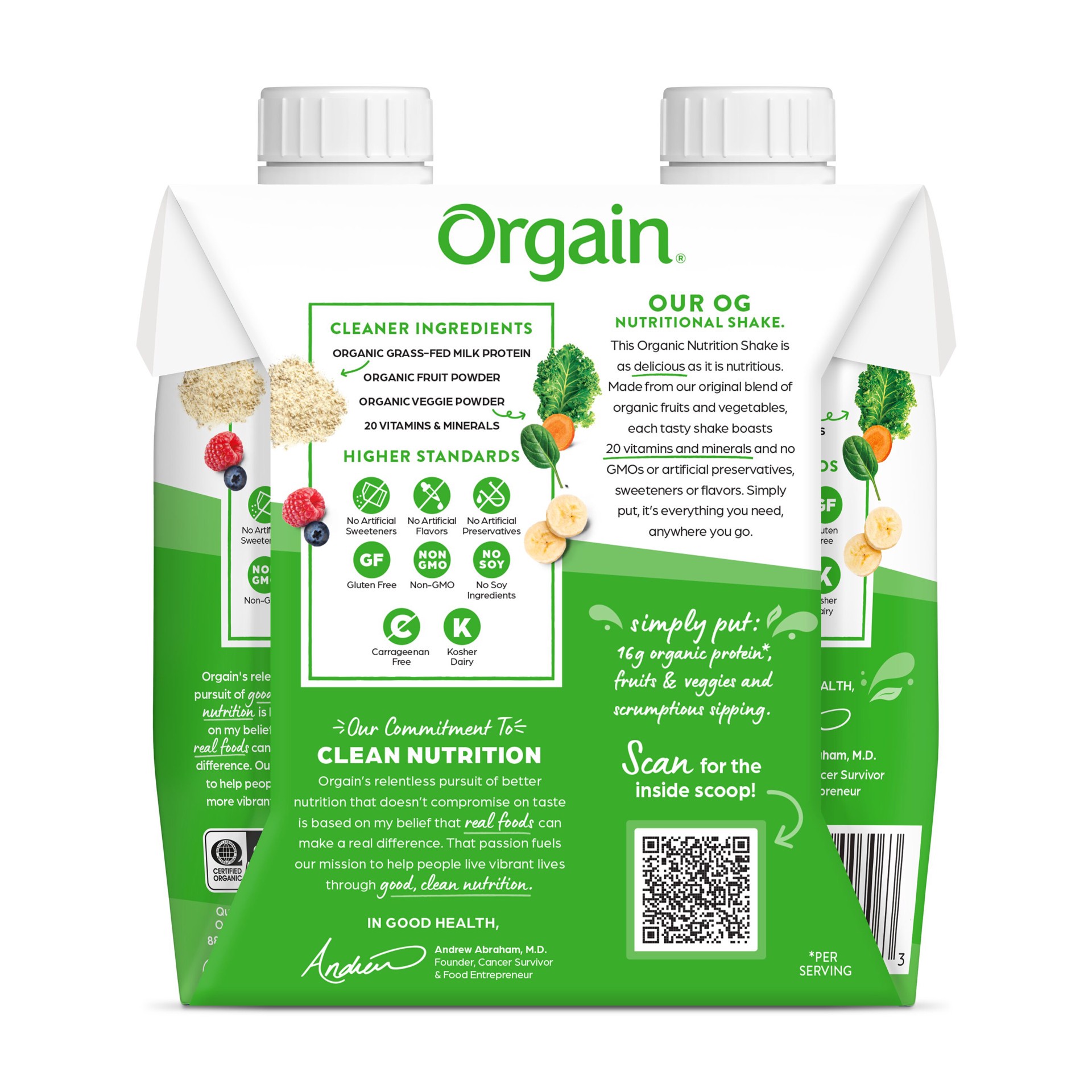 slide 8 of 8, Orgain Organic Nutrition Shake, Grass Fed Protein, Strawberries & Cream 11oz, 4ct, 44 fl oz