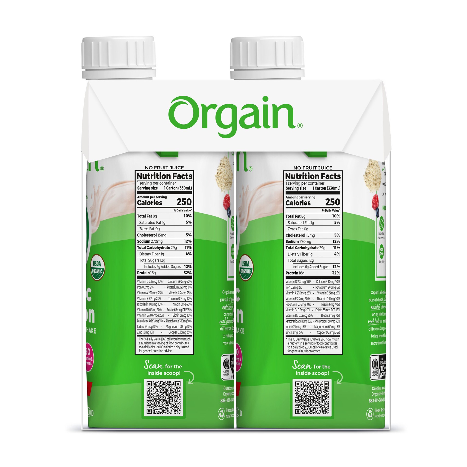 slide 2 of 8, Orgain Organic Nutrition Shake, Grass Fed Protein, Strawberries & Cream 11oz, 4ct, 44 fl oz