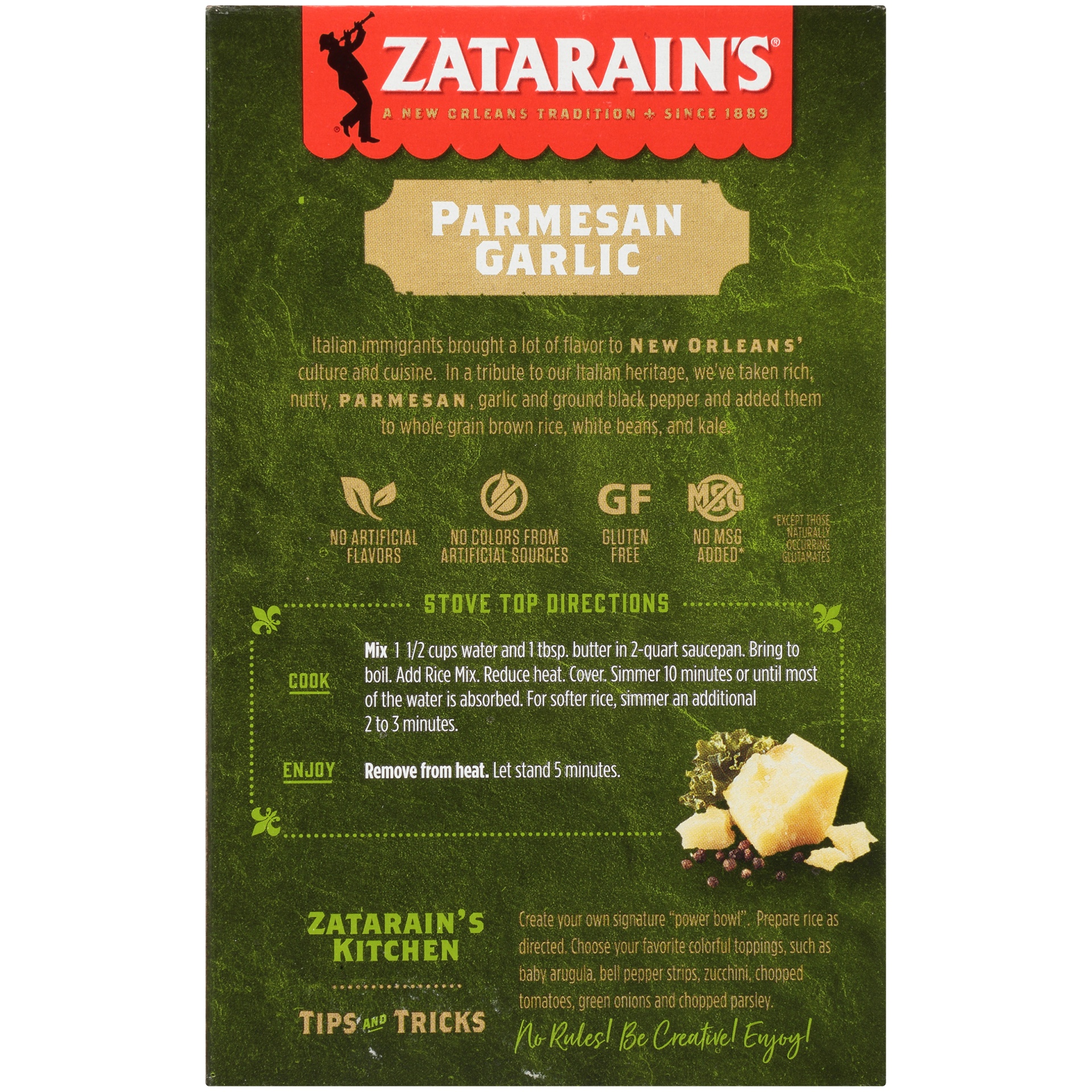 slide 4 of 6, Zatarain's Garden District Kitchen Parmesan Garlic Brown Rice With White Beans, 5.7 oz