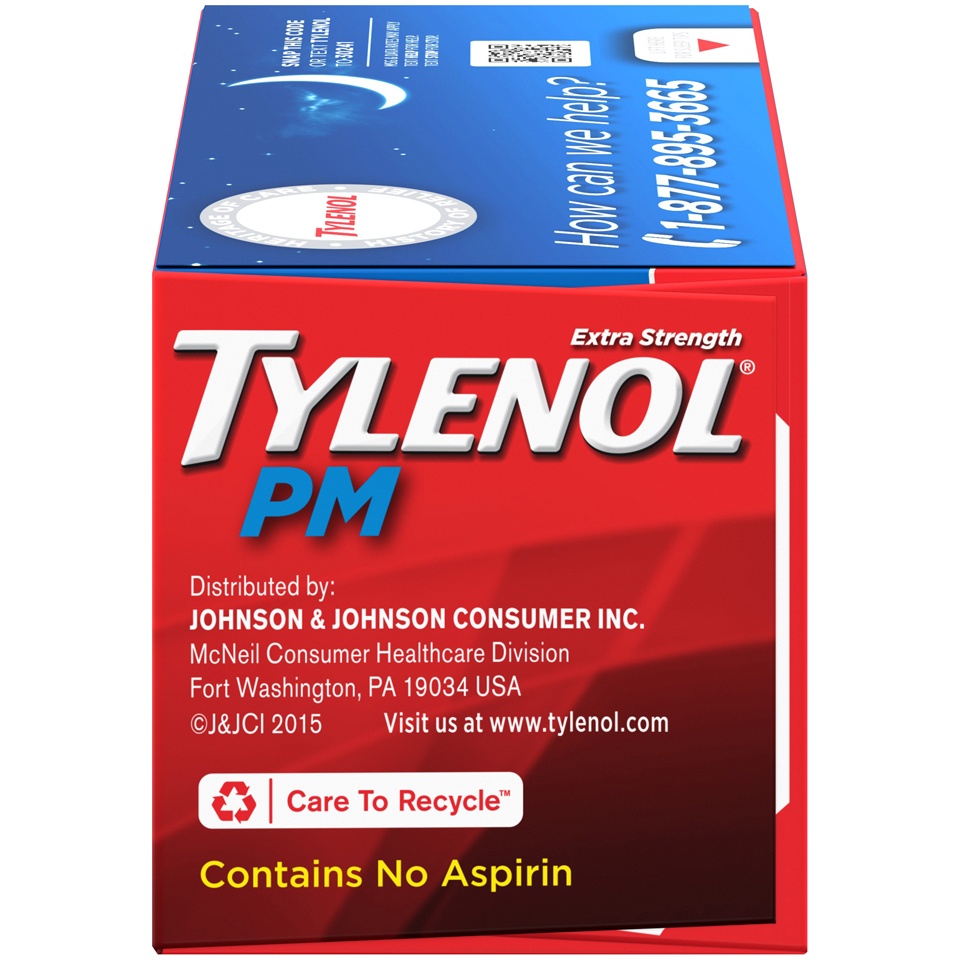 slide 4 of 6, Tylenol PM Extra Strength Nighttime Pain Reliever & Sleep Aid Caplets, 500 mg Acetaminophen & 25 mg Diphenhydramine HCl, Relief for Nighttime Aches & Pains, Non-Habit Forming, 100 ct