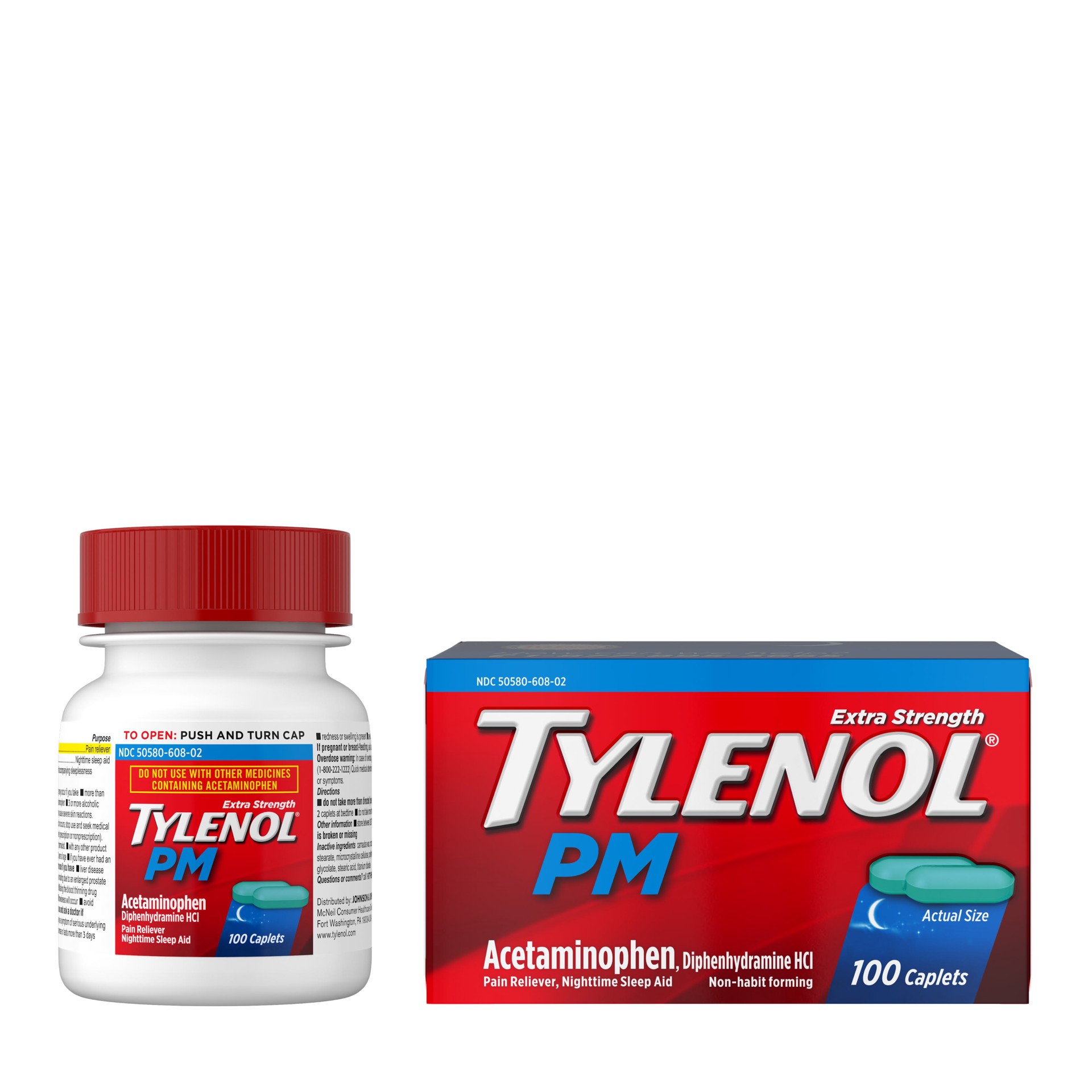 slide 5 of 10, Tylenol PM Extra Strength Nighttime Pain Reliever & Sleep Aid Caplets, 500 mg Acetaminophen, 100 ct