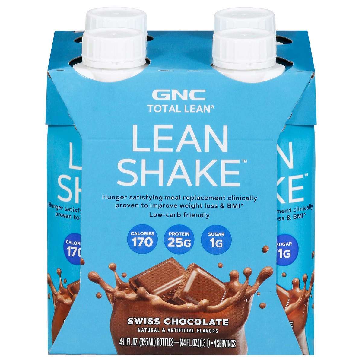slide 1 of 9, GNC Total Lean Swiss Chocolate Lean Shake 4 - 11 fl oz Bottles, 4 ct