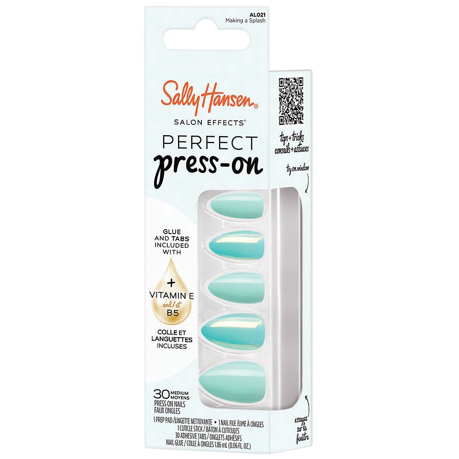 slide 5 of 5, Sally Hansen Salon Effects Perfect Press-On Almond Nails - Making a Splash, 1 ct