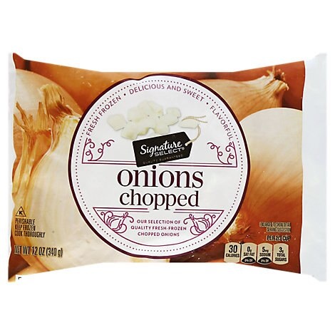 slide 1 of 1, Signature Select/Kitchens Onions Chopped, 12 oz