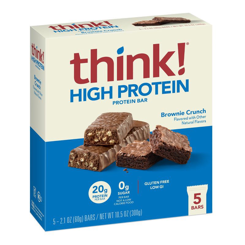 slide 1 of 8, think! High Protein Brownie Crunch Bars - 2.1oz/5ct, 2.1 oz, 5 ct