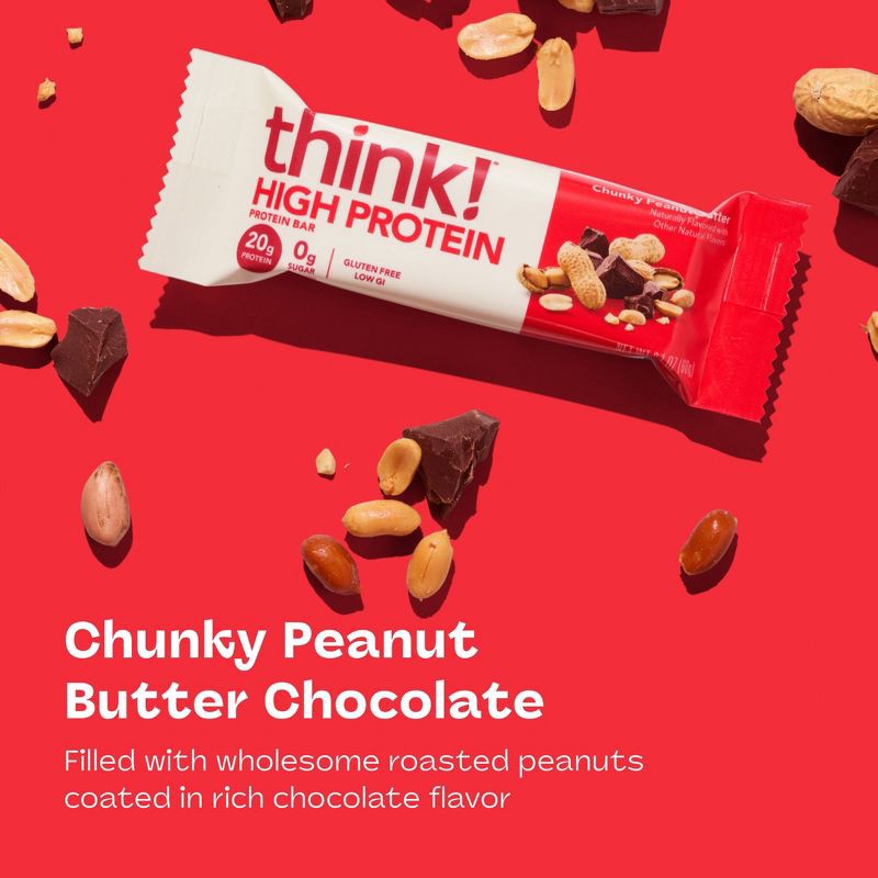 slide 3 of 6, think! Chunky Peanut Butter High Protein Bars - 20g Protein - 10.5oz/5ct, 20 gram, 10.5 oz, 5 ct