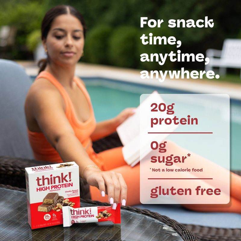 slide 5 of 6, think! Chunky Peanut Butter High Protein Bars - 20g Protein - 10.5oz/5ct, 20 gram, 10.5 oz, 5 ct