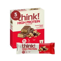 think! Chunky Peanut Butter High Protein Bars - 20g Protein - 10.5oz/5ct: Gluten-Free