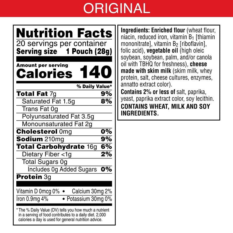 slide 6 of 9, Cheez-It Original Baked Snack Crackers - 1oz - 20ct, 1 oz, 20 ct
