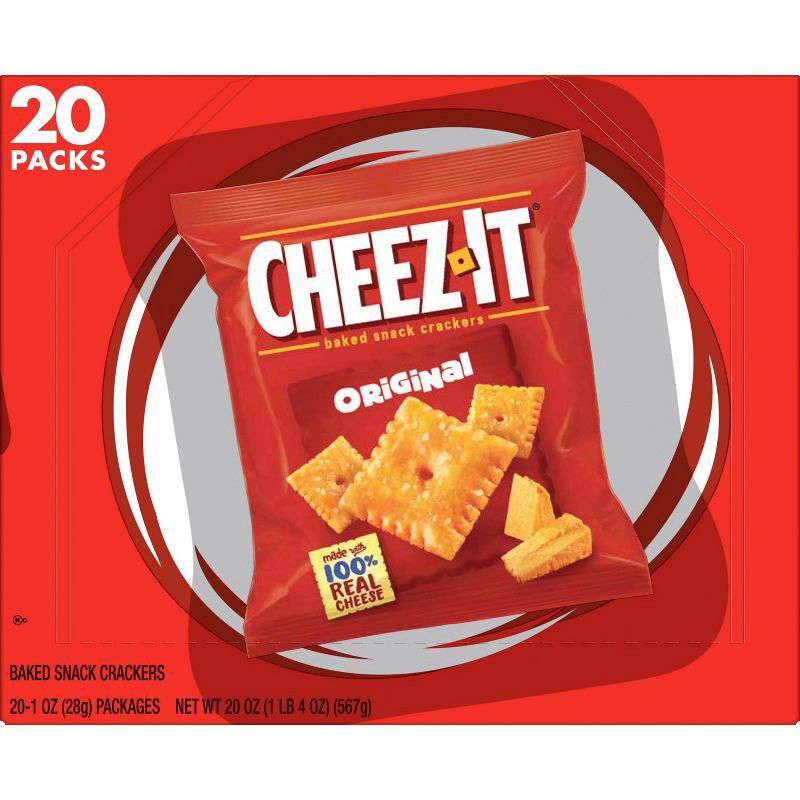 slide 6 of 8, Cheez-It Original Baked Snack Crackers - 1oz - 20ct, 1 oz, 20 ct