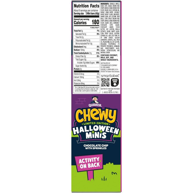 slide 2 of 8, Quaker Halloween Chewy Chocolate Chip Snack Bars Minis - 13.8oz/28ct, 13.8 oz, 28 ct