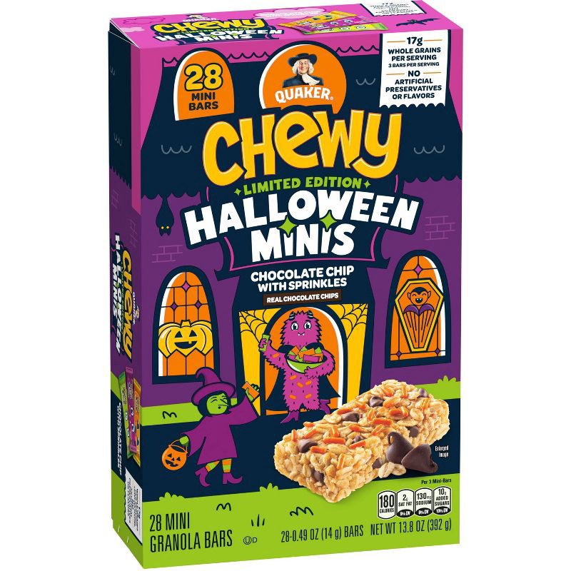 slide 3 of 8, Quaker Halloween Chewy Chocolate Chip Snack Bars Minis - 13.8oz/28ct, 13.8 oz, 28 ct