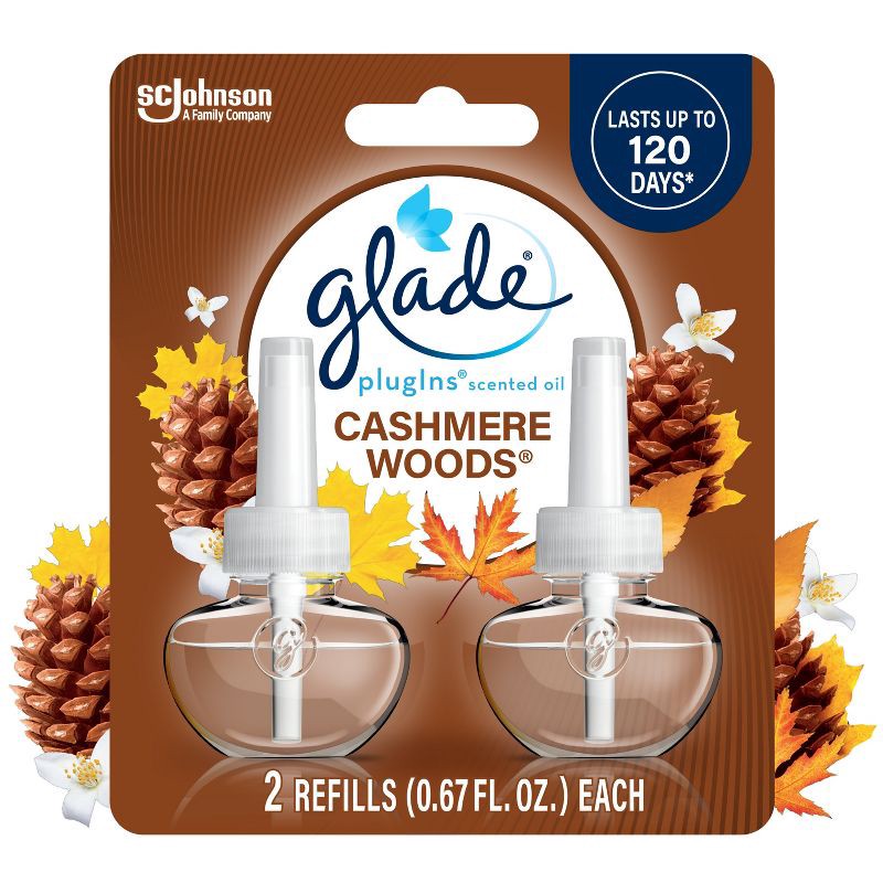 slide 1 of 16, Glade Air Freshener Plug Ins Scented Oil Diffuser Refills - Cashmere Woods - 1.34 fl oz/2pk, 2 ct; 1.34 fl oz