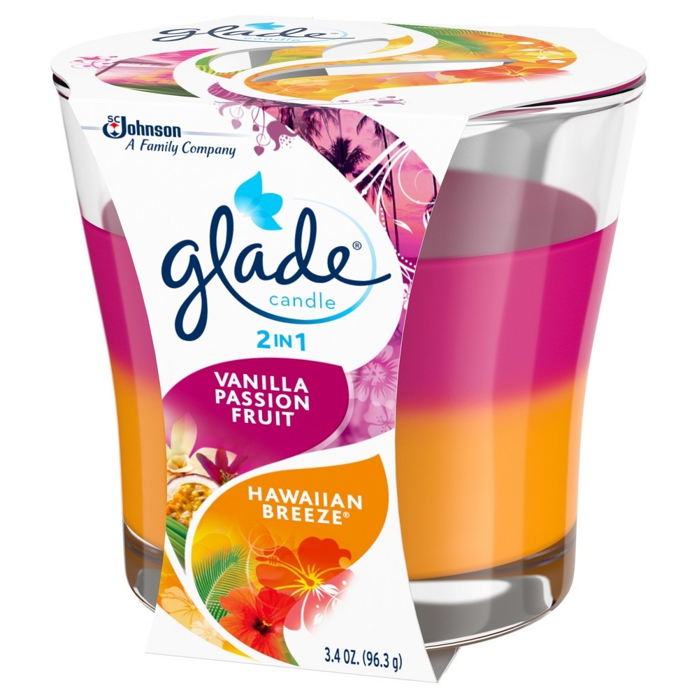 slide 2 of 5, Glade 2in1 Jar Candle Air Freshener, Hawaiian Breeze & Vanilla Passion Fruit, 3.4 oz