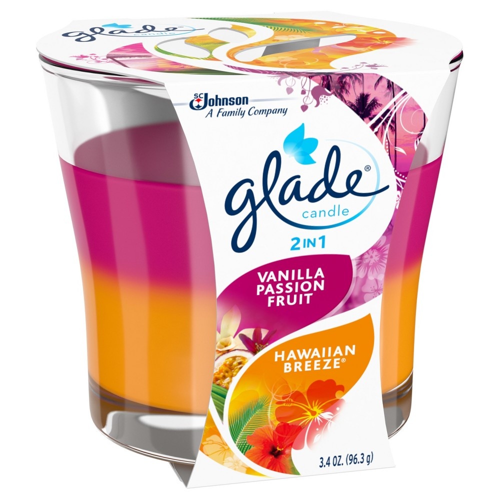 slide 3 of 5, Glade 2in1 Jar Candle Air Freshener, Hawaiian Breeze & Vanilla Passion Fruit, 3.4 oz