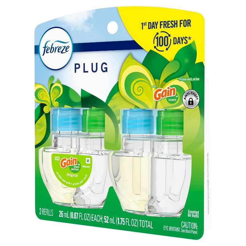 slide 11 of 13, Febreze Odor-Fighting Fade Defy Plug Air Freshener Refill - Gain Original - 1.75 fl oz/2pk, 1.75 fl oz, 2 ct