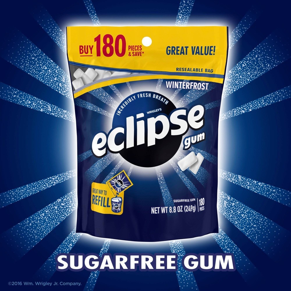 slide 4 of 9, Eclipse Winterfrost Sugar Free Chewing Gum, Value Pack - 180ct, 180 ct