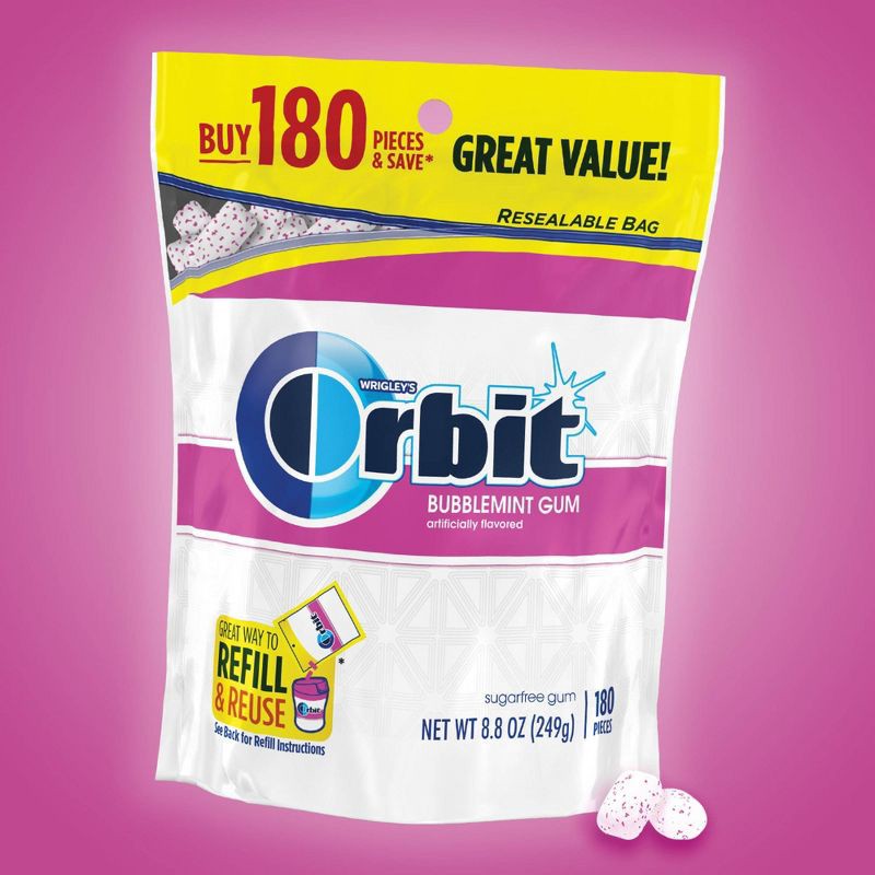 slide 3 of 8, Orbit Bubblemint Sugar Free Gum - 180ct, 180 ct