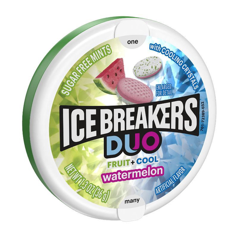 slide 2 of 7, Ice Breakers Duo Watermelon Sugar Free Mint Candies - 1.3oz, 1.3 oz