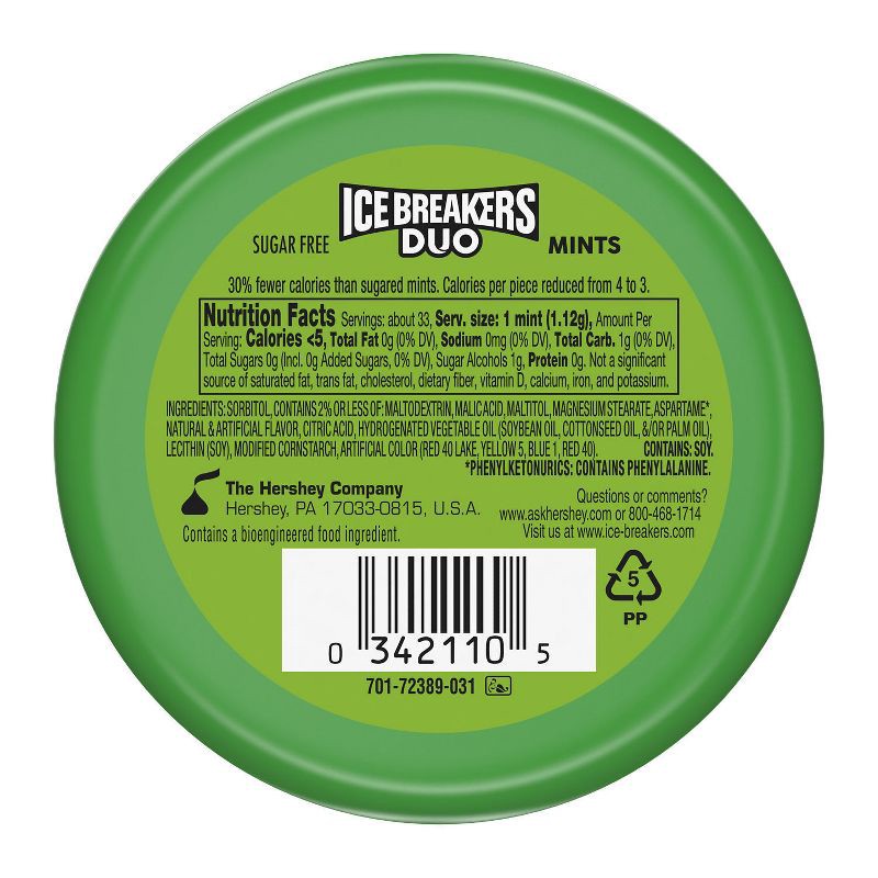 slide 4 of 7, Ice Breakers Duo Watermelon Sugar Free Mint Candies - 1.3oz, 1.3 oz