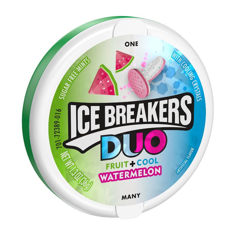 slide 1 of 3, Ice Breakers Duo Watermelon Sugar Free Mint Candies - 1.3oz, 1.3 oz