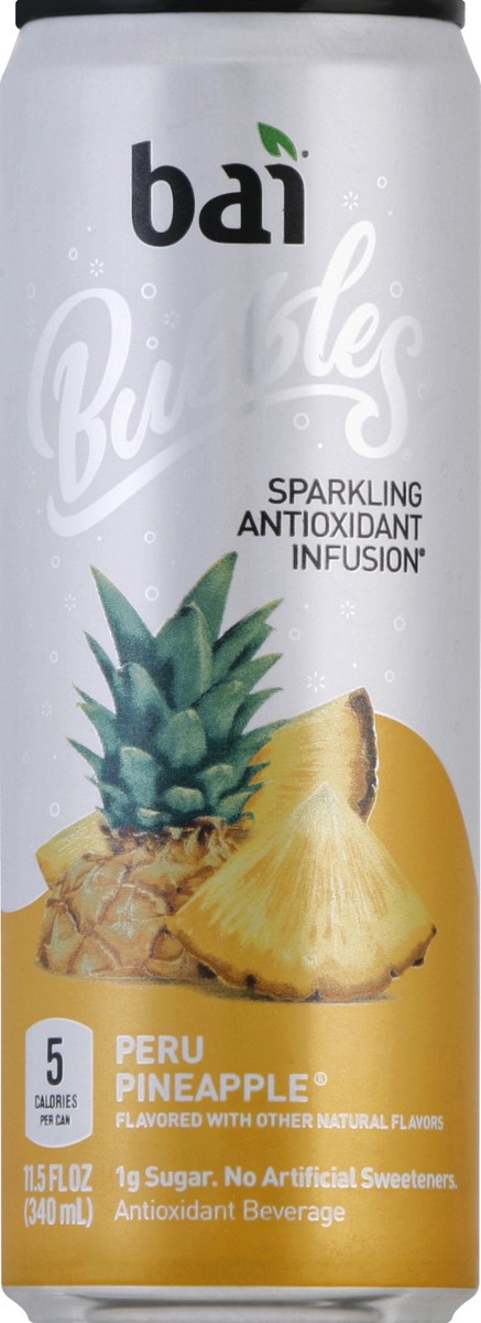 slide 3 of 5, Bai Bubbles Sparkling Water, Peru Pineapple, Antioxidant Infused Drinks, 11.5 Fluid Ounce Can, 11.50 fl oz