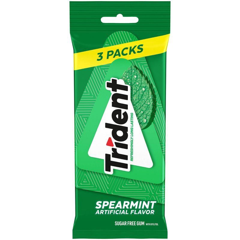 slide 1 of 9, Trident Spearmint Sugar Free Gum - 3ct/2.8oz, 3 ct, 2.8 oz