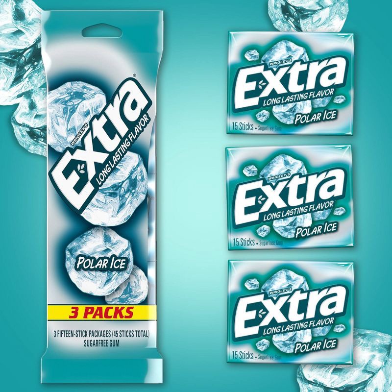 slide 2 of 10, Extra Polar Ice Sugar-Free Gum Multipack - 15 sticks/3pk, 3 ct
