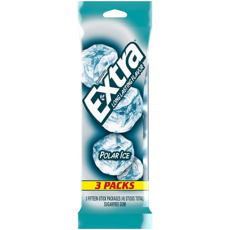 slide 1 of 10, Extra Polar Ice Sugar-Free Gum Multipack - 15 sticks/3pk, 3 ct