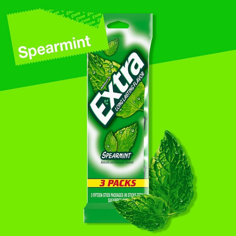 slide 3 of 7, Extra Sugar-Free Spearmint Gum Multipack - 15ct/3pk, 15 ct, 3 ct