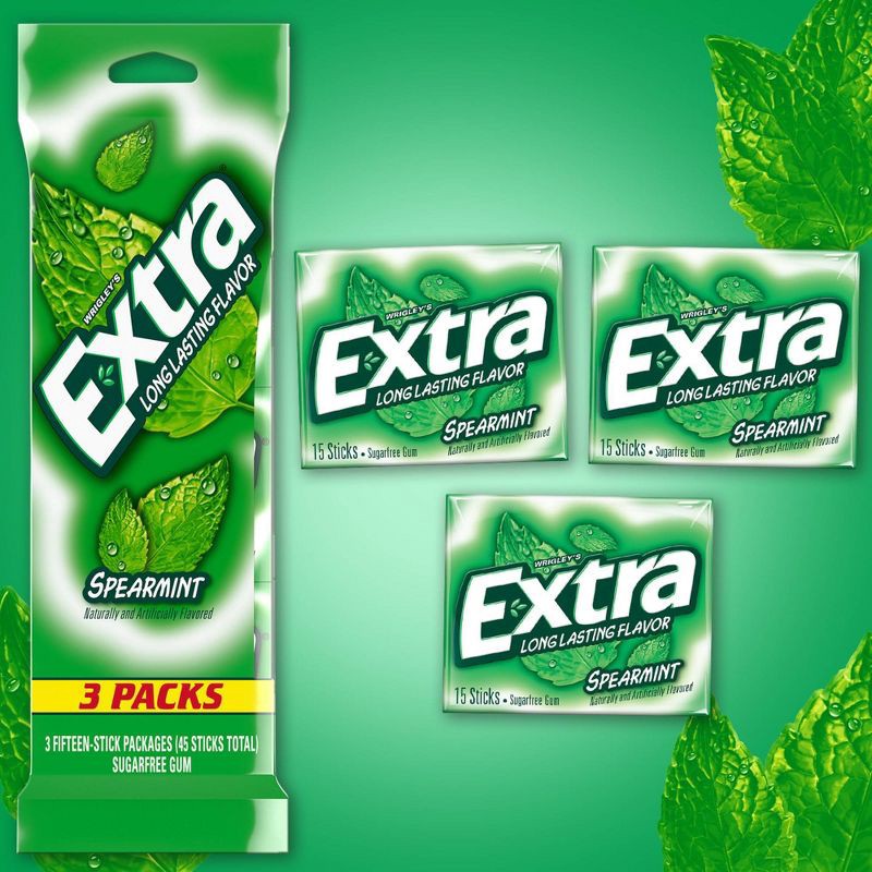 slide 4 of 10, Extra Spearmint Sugar-Free Gum Multipack - 15 sticks/3pk, 3 ct