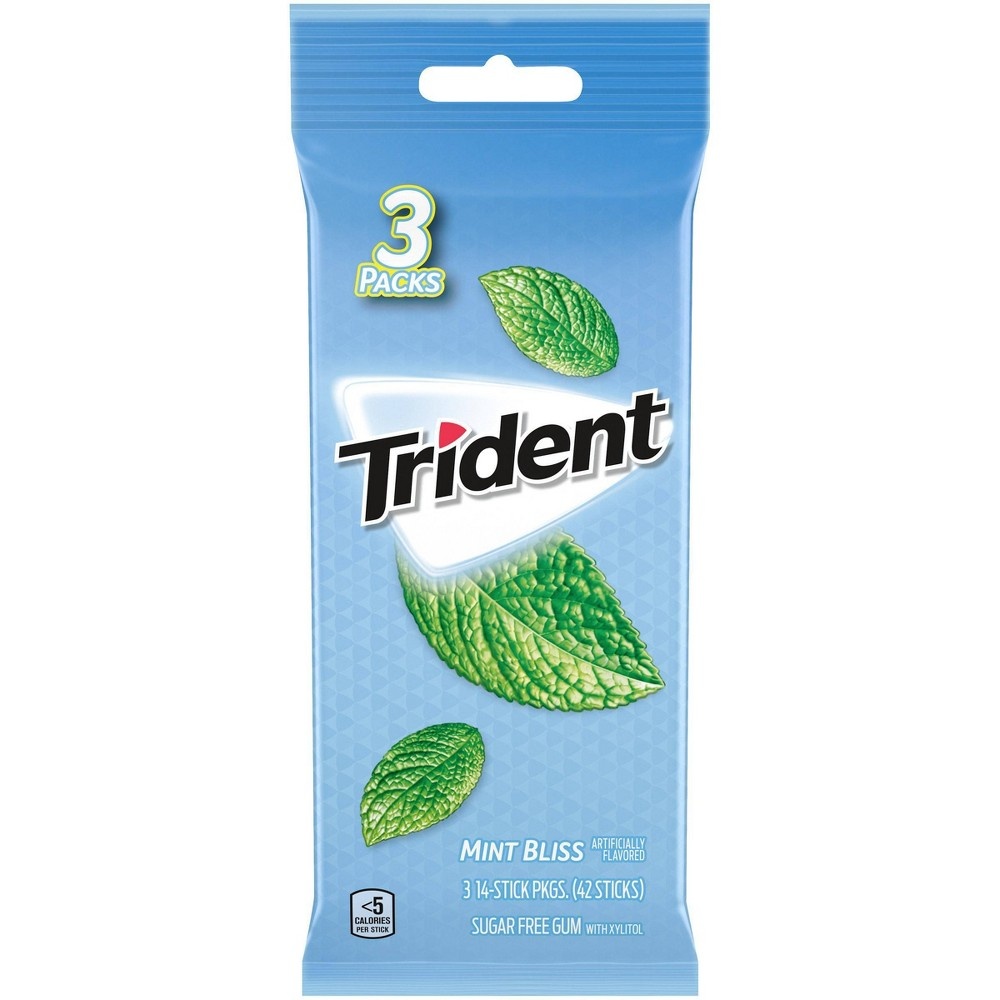 slide 2 of 9, Trident Mint Bliss Sugar-Free Gum, 42 ct