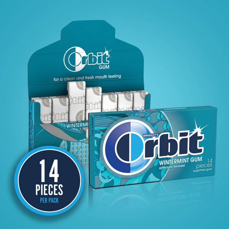 slide 3 of 10, Orbit Sugar-Free Wintermint Chewing Gum - 14ct/3pk, 14 ct, 3 ct