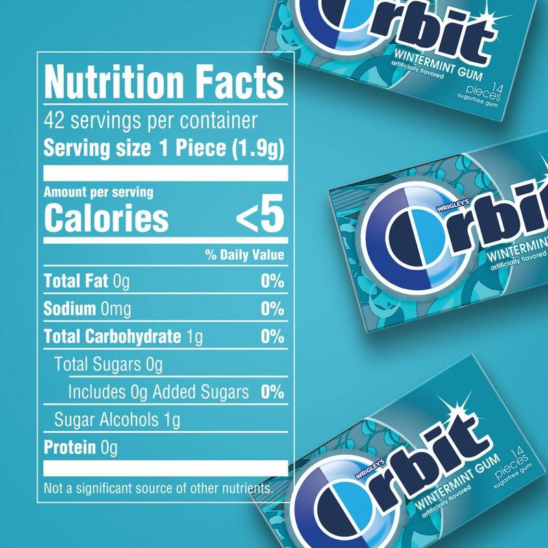 slide 8 of 10, Orbit Sugar-Free Wintermint Chewing Gum - 14ct/3pk, 14 ct, 3 ct