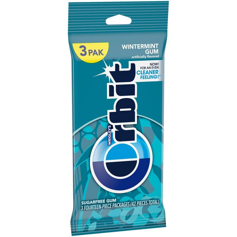 slide 9 of 10, Orbit Sugar-Free Wintermint Chewing Gum - 14ct/3pk, 14 ct, 3 ct