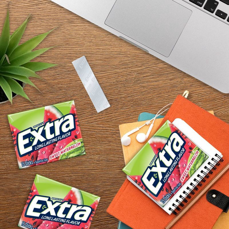 slide 5 of 8, Extra Sweet Watermelon Sugar-Free Gum - 15 sticks/3pk, 3 ct