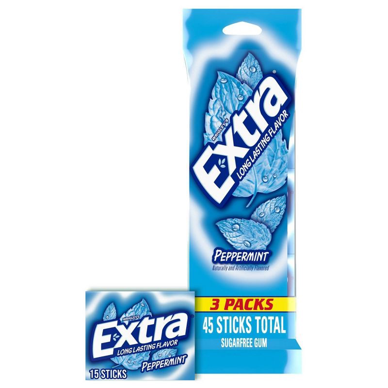 slide 1 of 10, Extra Sugar-Free Peppermint Gums - 15ct/3pk, 15 ct, 3 ct