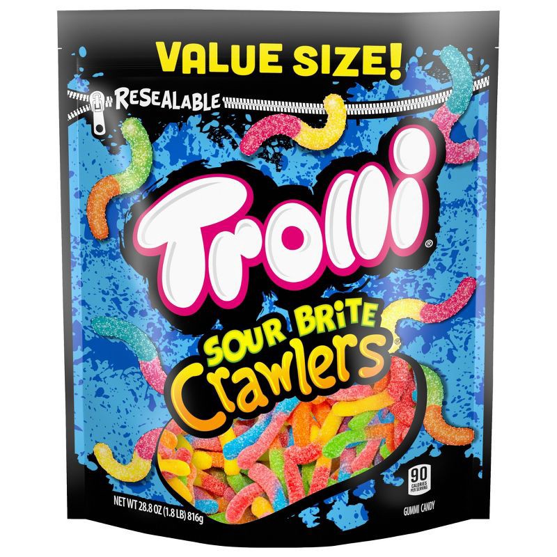 slide 2 of 10, Trolli Sour Brite Candy Crawlers Gummi Worms – 28.8oz, 28.8 oz