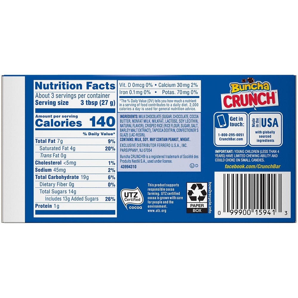 slide 2 of 7, Crunch Buncha Crunch Milk Chocolate Candy - 3.2oz, 3.2 oz