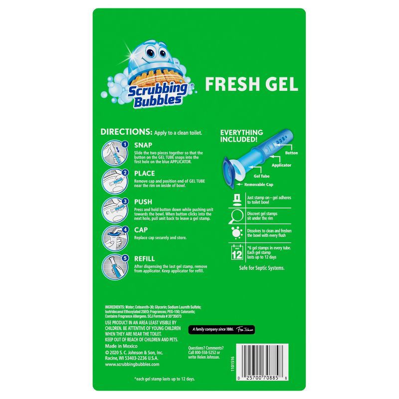 slide 3 of 10, Scrubbing Bubbles Fresh Gel Toilet Bowl Cleaner Stamps - Rainshower - 24ct, 24 ct