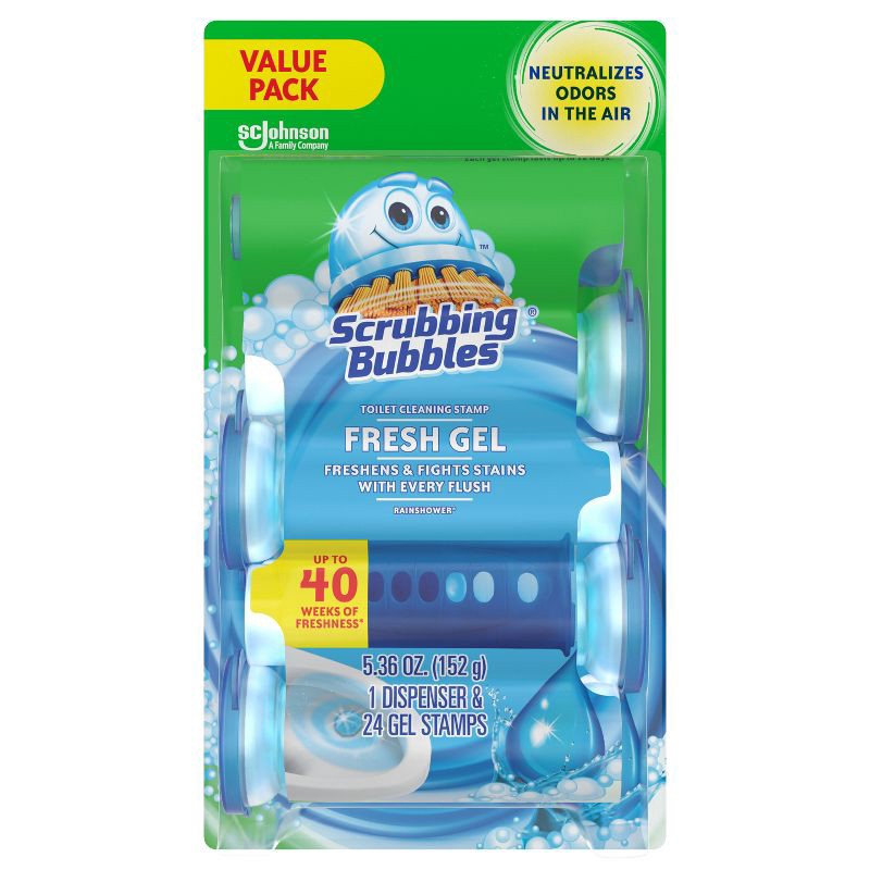 slide 4 of 10, Scrubbing Bubbles Rainshower Scent Fresh Gel Toilet Cleaning Stamp - 24ct, 24 ct