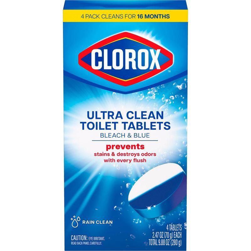 slide 2 of 15, Clorox Rain Clean Scent Ultra Clean Toilet Tablets - 9.88oz/4ct, 9.88 oz, 4 ct