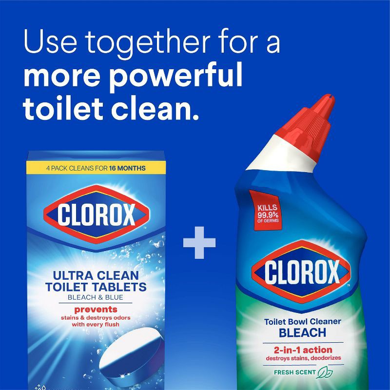 slide 8 of 15, Clorox Rain Clean Scent Ultra Clean Toilet Tablets - 9.88oz/4ct, 9.88 oz, 4 ct