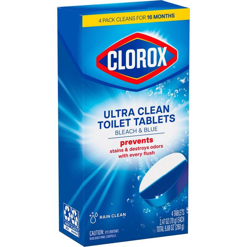 slide 9 of 15, Clorox Rain Clean Scent Ultra Clean Toilet Tablets - 9.88oz/4ct, 9.88 oz, 4 ct