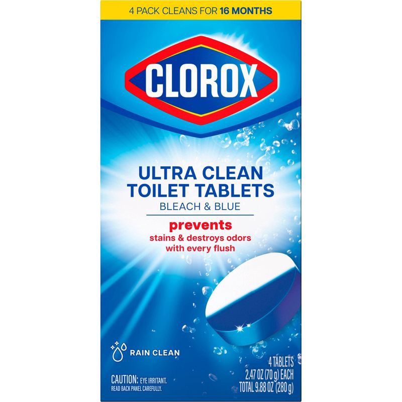 slide 10 of 15, Clorox Rain Clean Scent Ultra Clean Toilet Tablets - 9.88oz/4ct, 9.88 oz, 4 ct
