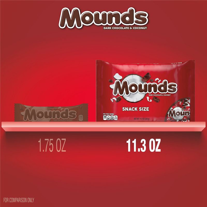 slide 7 of 7, Mounds Dark Chocolate and Coconut Snack Size Candy Bars - 11.3oz, Bag, 11.3 oz