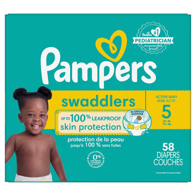 slide 2 of 15, Pampers Swaddlers Active Baby Diapers Super Pack - Size 5 - 58ct, 58 ct