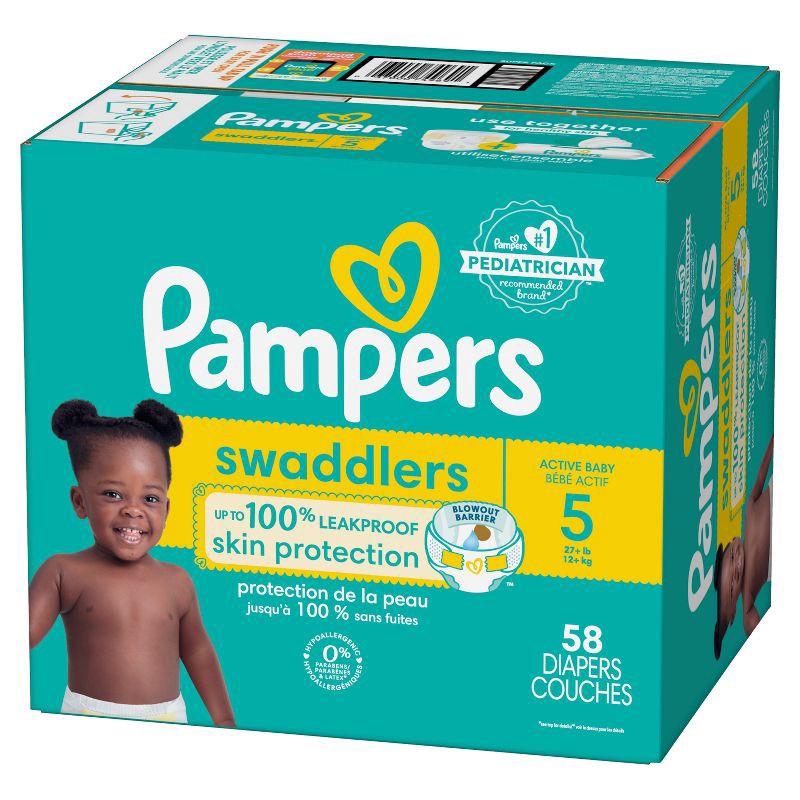 slide 15 of 15, Pampers Swaddlers Active Baby Diapers Super Pack - Size 5 - 58ct, 58 ct