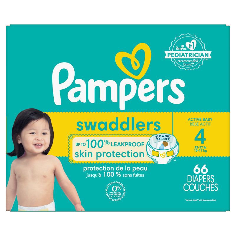 slide 2 of 15, Pampers Swaddlers Active Baby Diapers Super Pack - Size 4 - 66ct, 66 ct