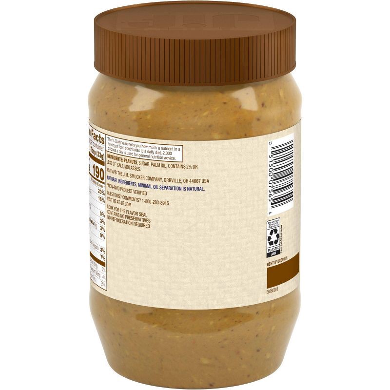 slide 2 of 6, Jif Natural Crunchy Peanut Butter Spread - 40oz, 40 oz